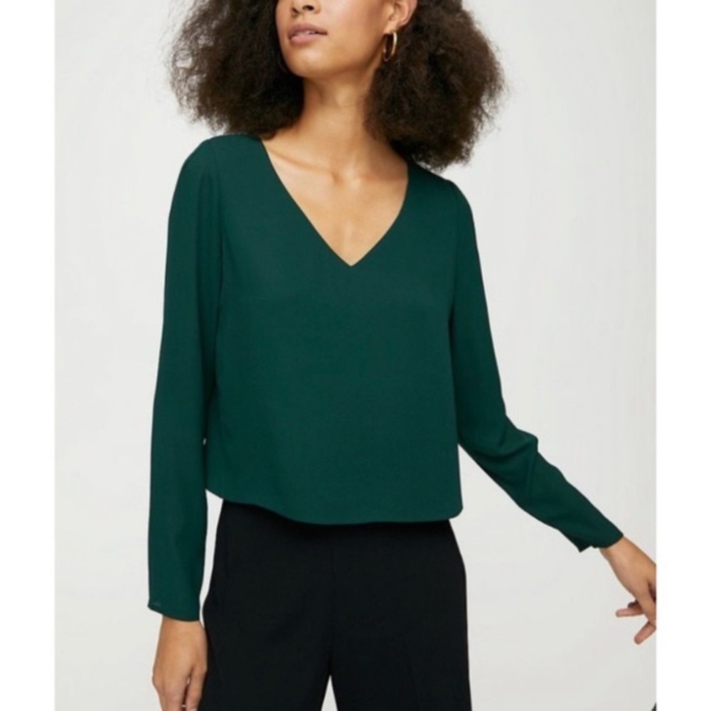 Aritzia Babaton Murphy blouse long sleeve black XXS